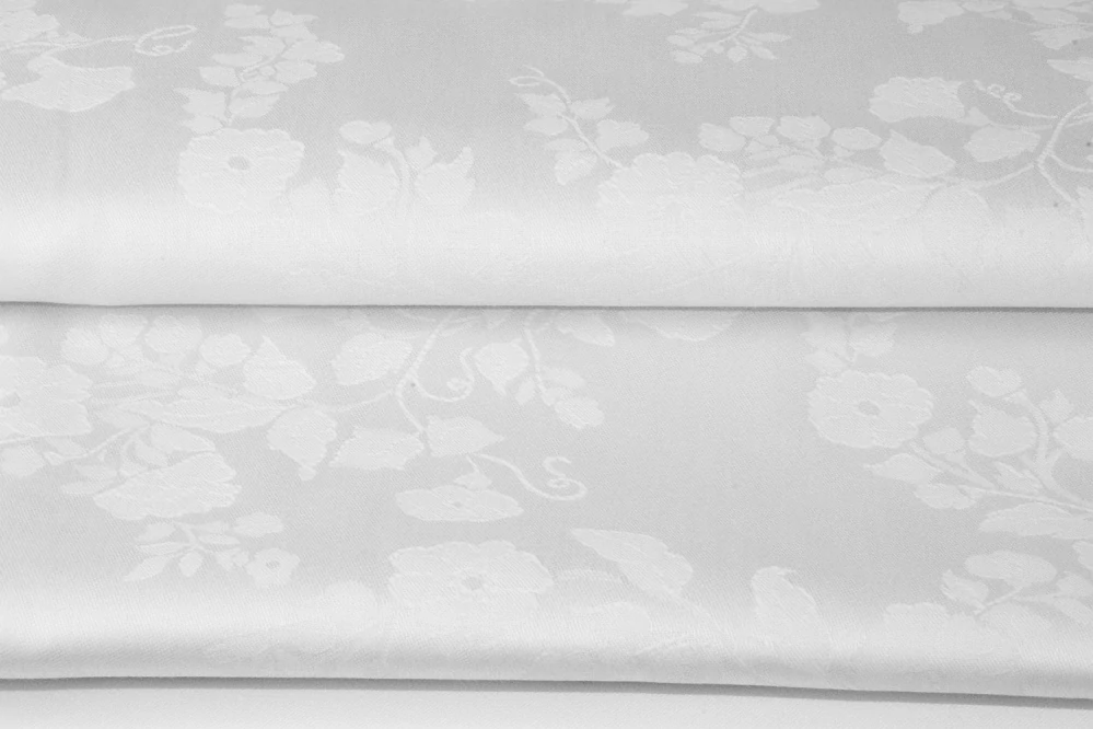 Damaškové povlečení KVĚT SVLAČEC 140x200+70x90 cm, barva BÍLÁ