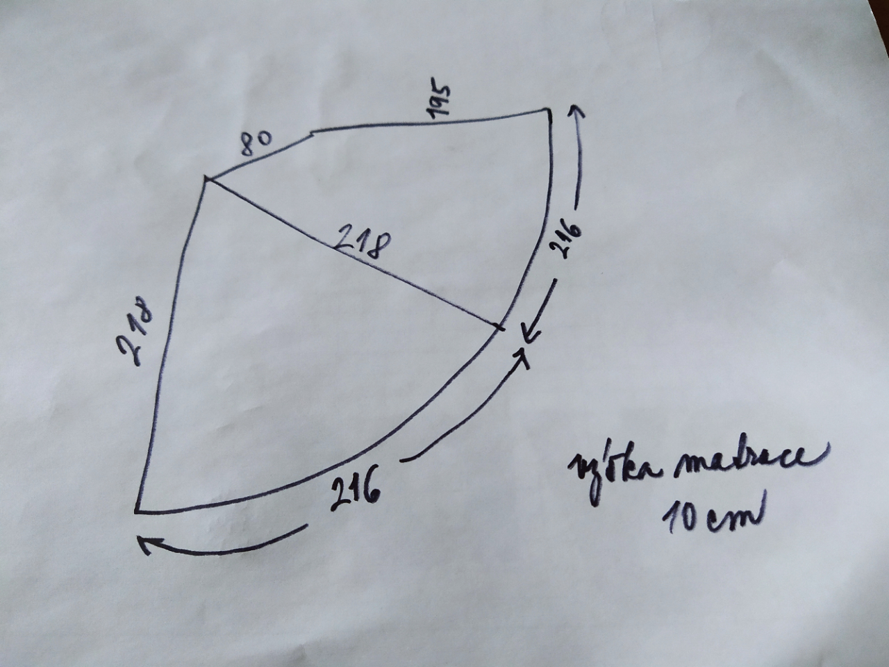.Prostěradlo atyp 4 do výklenku (výseč kruhu)