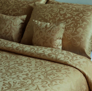 Luxusní damaškové povlečení LILIE 200x200+2x 70x90 cm, nežehlivá úprava, barva BÉŽOVÁ