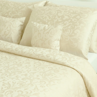 Luxusní damaškové povlečení LILIE 200x220+2x 70x90 cm, nežehlivá úprava, barva SMETANOVÁ