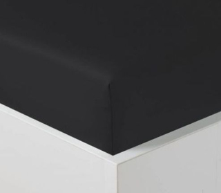 LUXUSNÍ SATÉNOVÉ BAVLNĚNÉ prostěradlo GEON N 200x220x15 cm navlékací, do gumy, nežehlivá úprava barva ČERNÁ