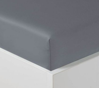 LUXUSNÍ SATÉNOVÉ BAVLNĚNÉ prostěradlo GEON N 200x220x15 cm navlékací, do gumy, nežehlivá úprava barva ŠEDÁ TMAVÁ